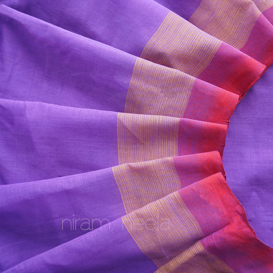 Violet and pink Mangalagiri cotton saree | Niram Neela