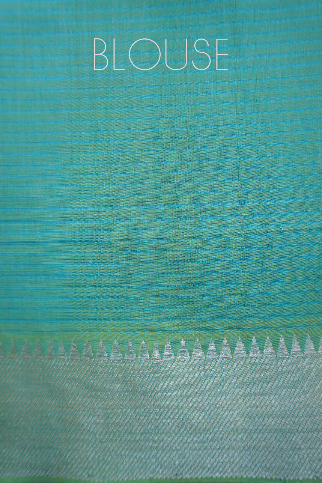 Teal and silver Mangalagiri handloom cotton saree | Niram Neela