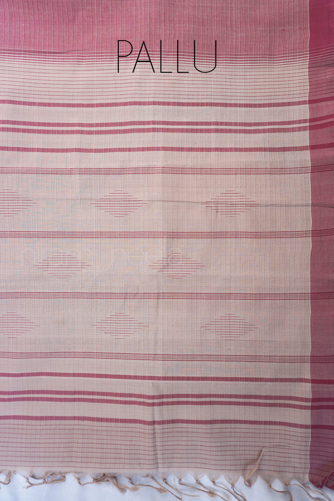 Slate pink and beige Mangalagiri cotton saree - Niram Neela