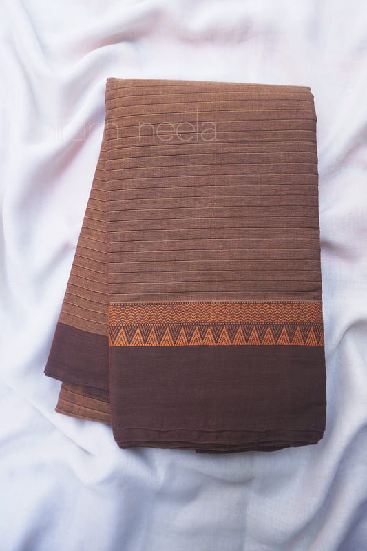 Brown and dust Mangalagiri cotton saree - Niram Neela