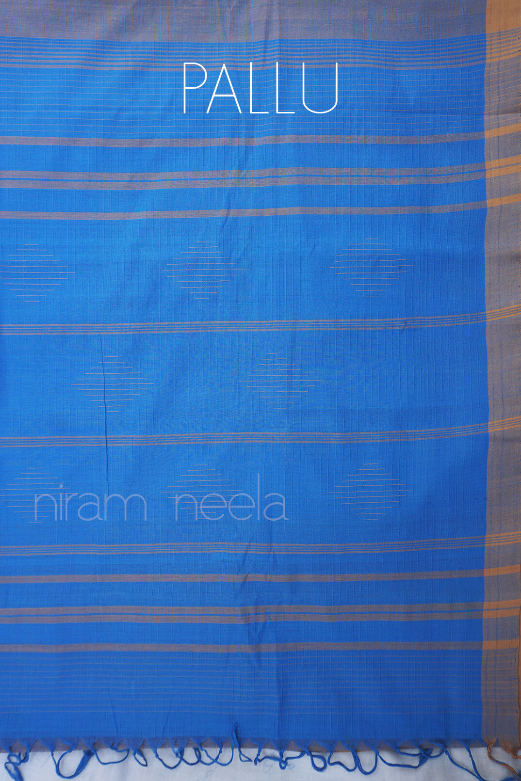 Grey and blue Mangalagiri cotton saree - Niram Neela