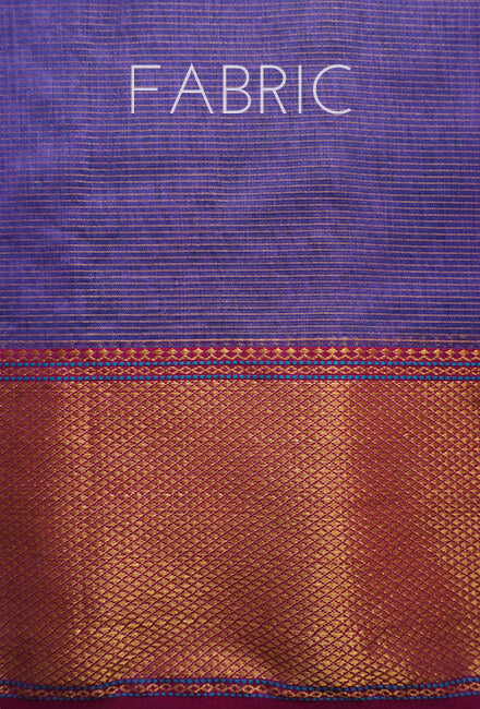 Violet and pink Maheshwari silk cotton tissue saree - Niram Neela