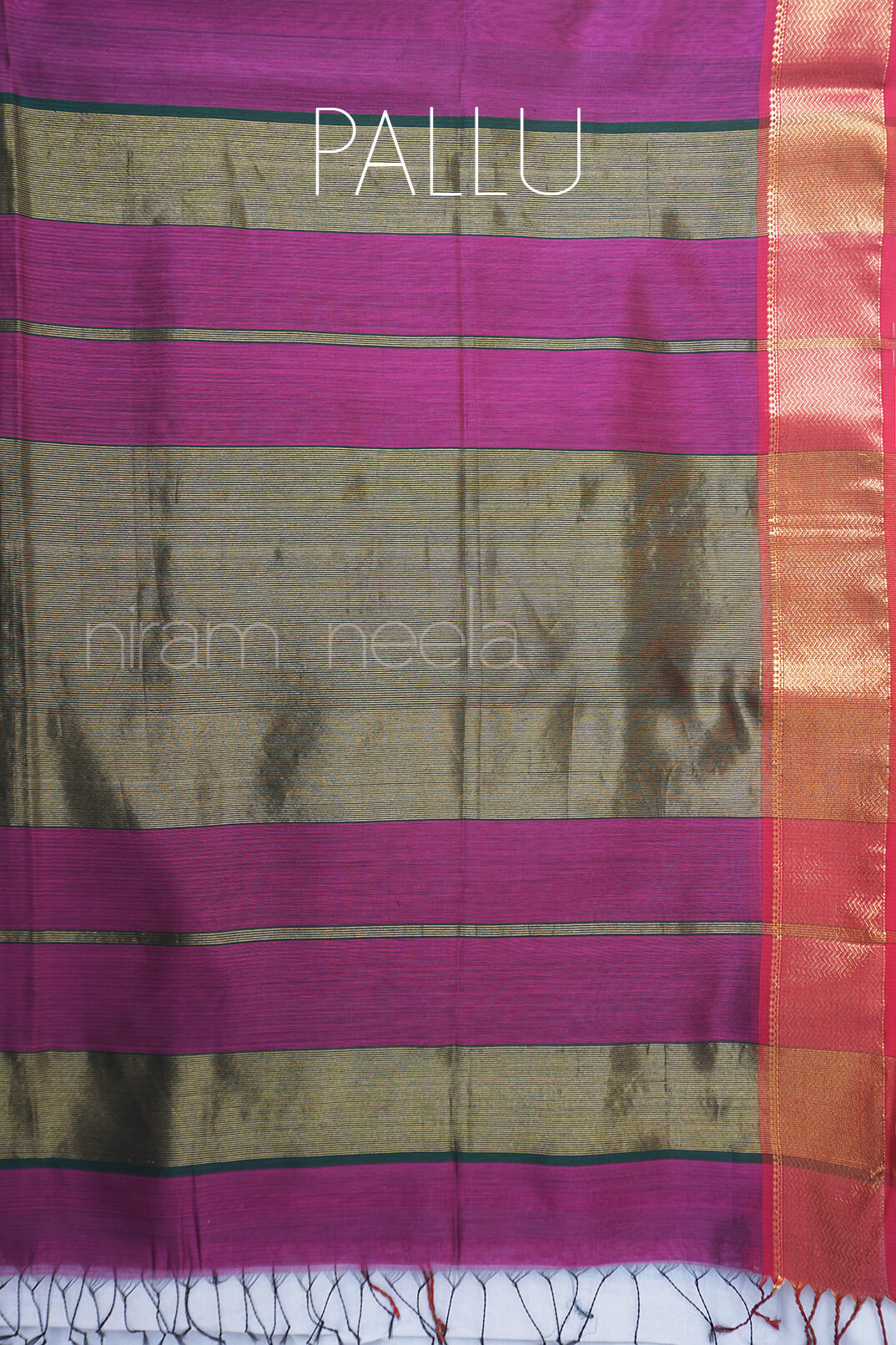 Purple and green Maheshwari silk cotton saree - Niram Neela