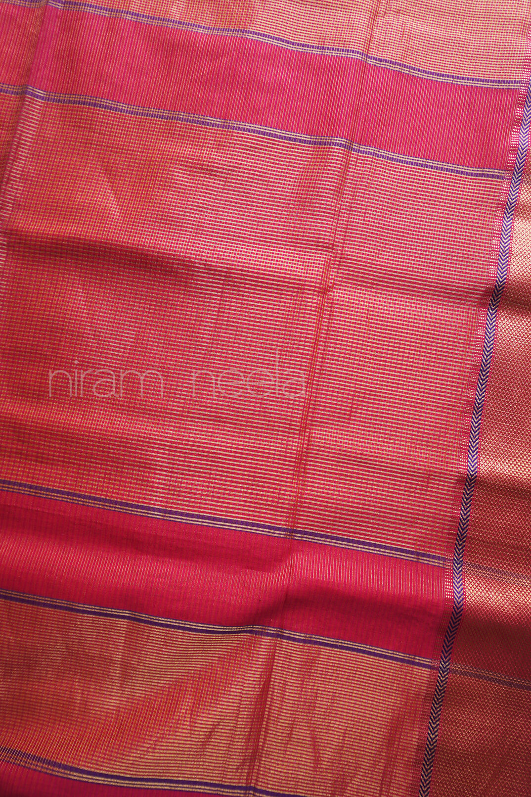 Pink and green Maheshwari silk cotton tissue saree | Niram Neela