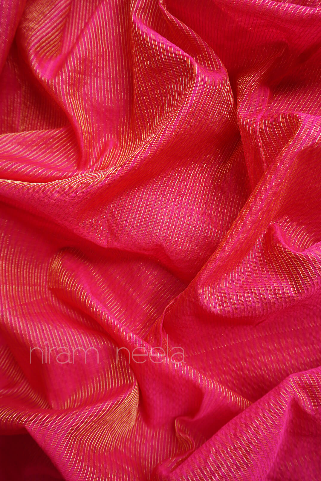 Pink and green Maheshwari silk cotton tissue saree | Niram Neela