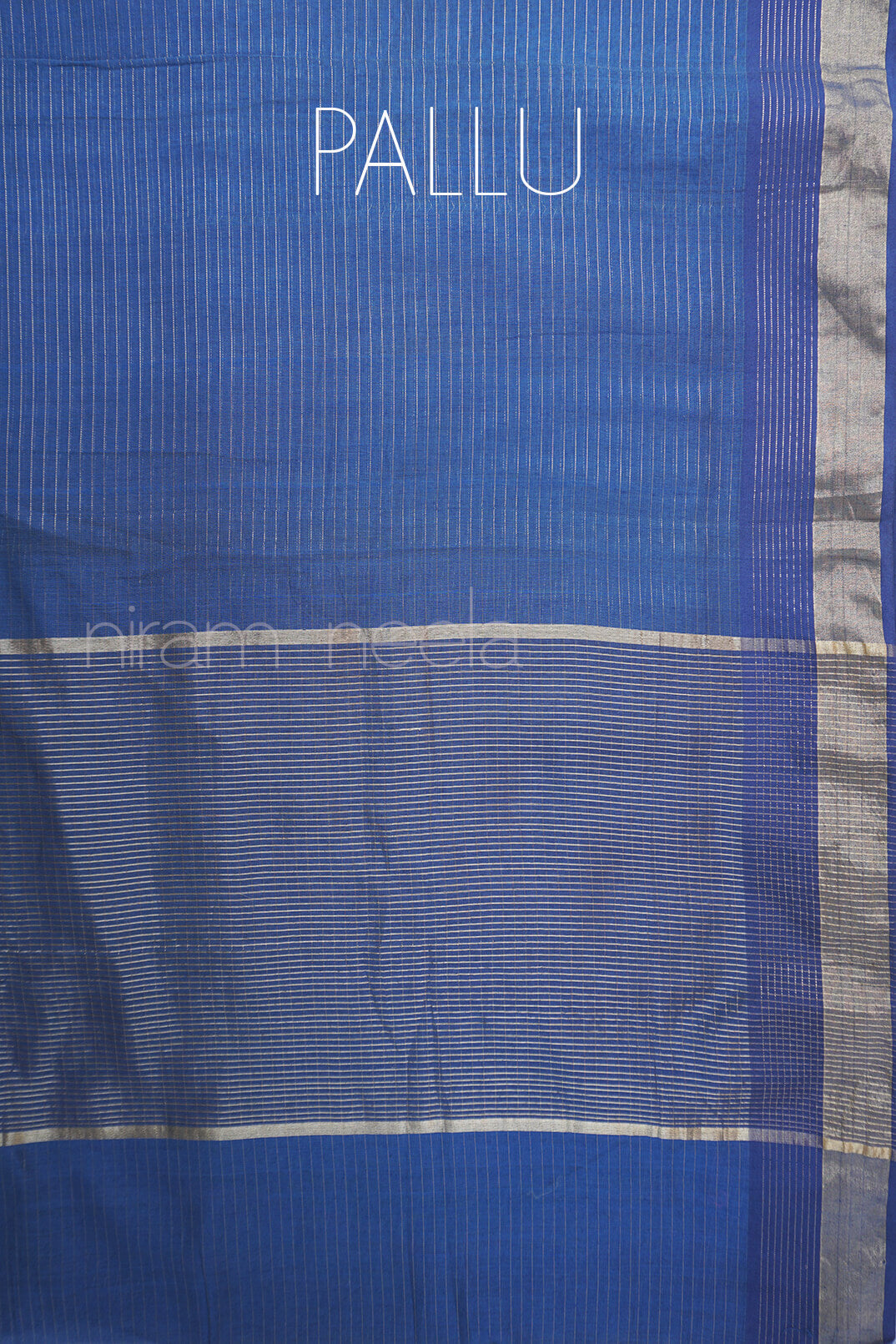 Blue and gold Maheshwari silk cotton saree - Niram Neela