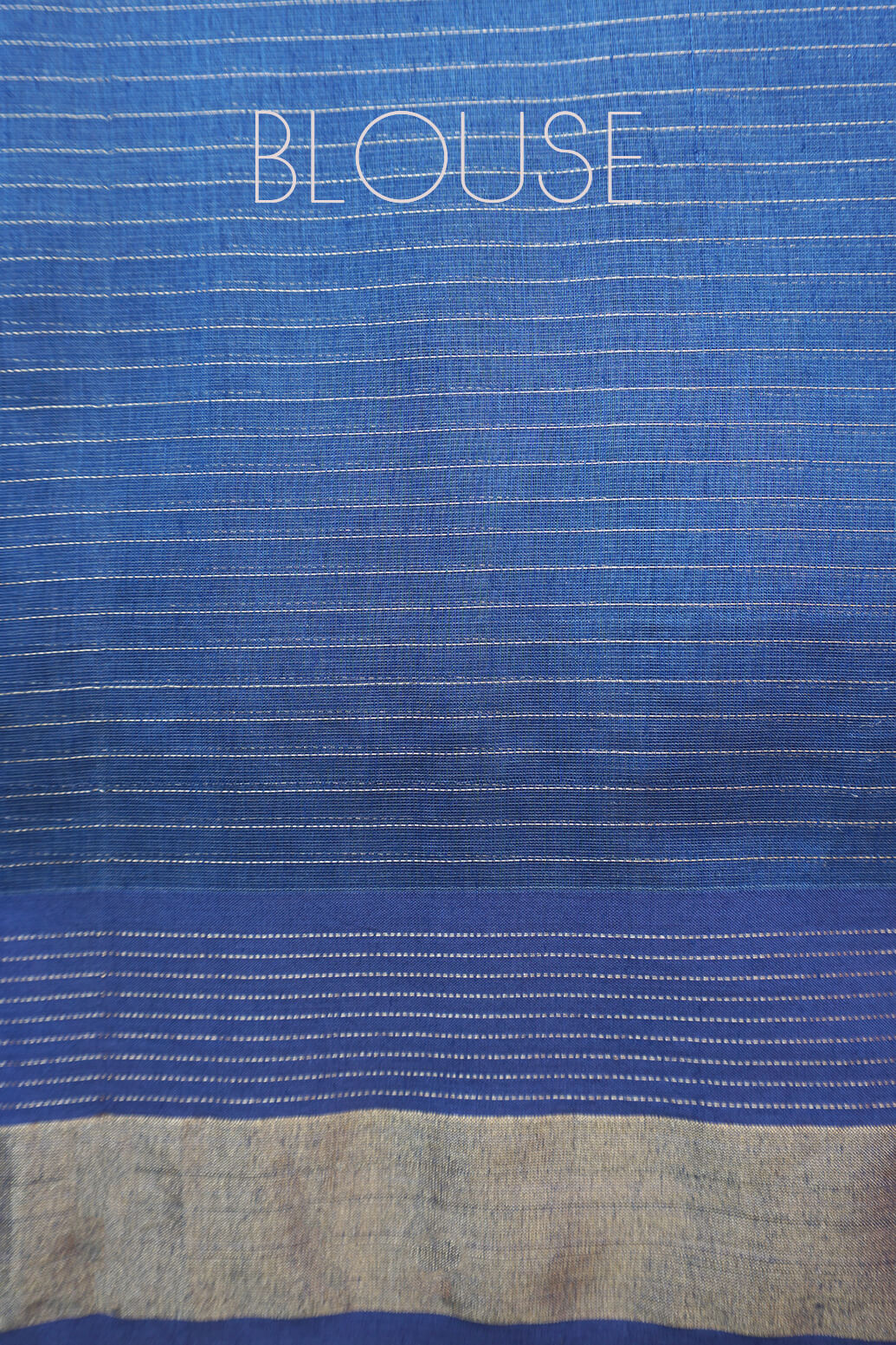 Blue and gold Maheshwari silk cotton saree - Niram Neela