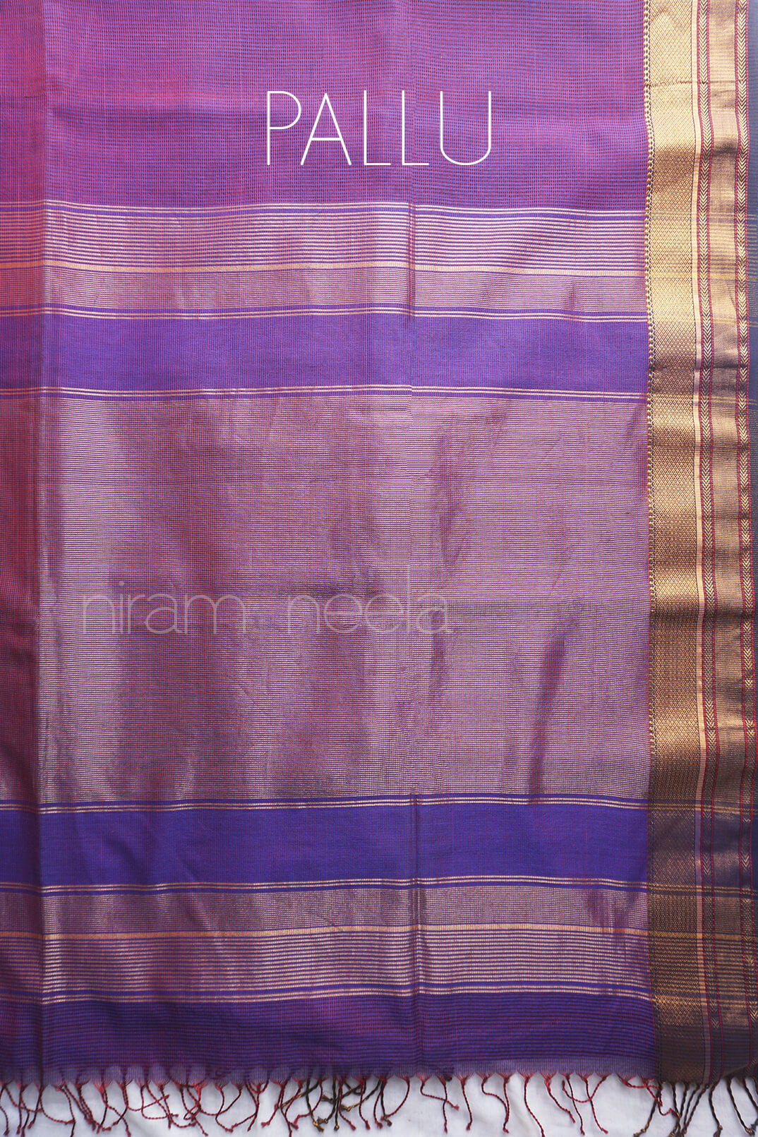 Violet and black Maheshwari silk cotton saree