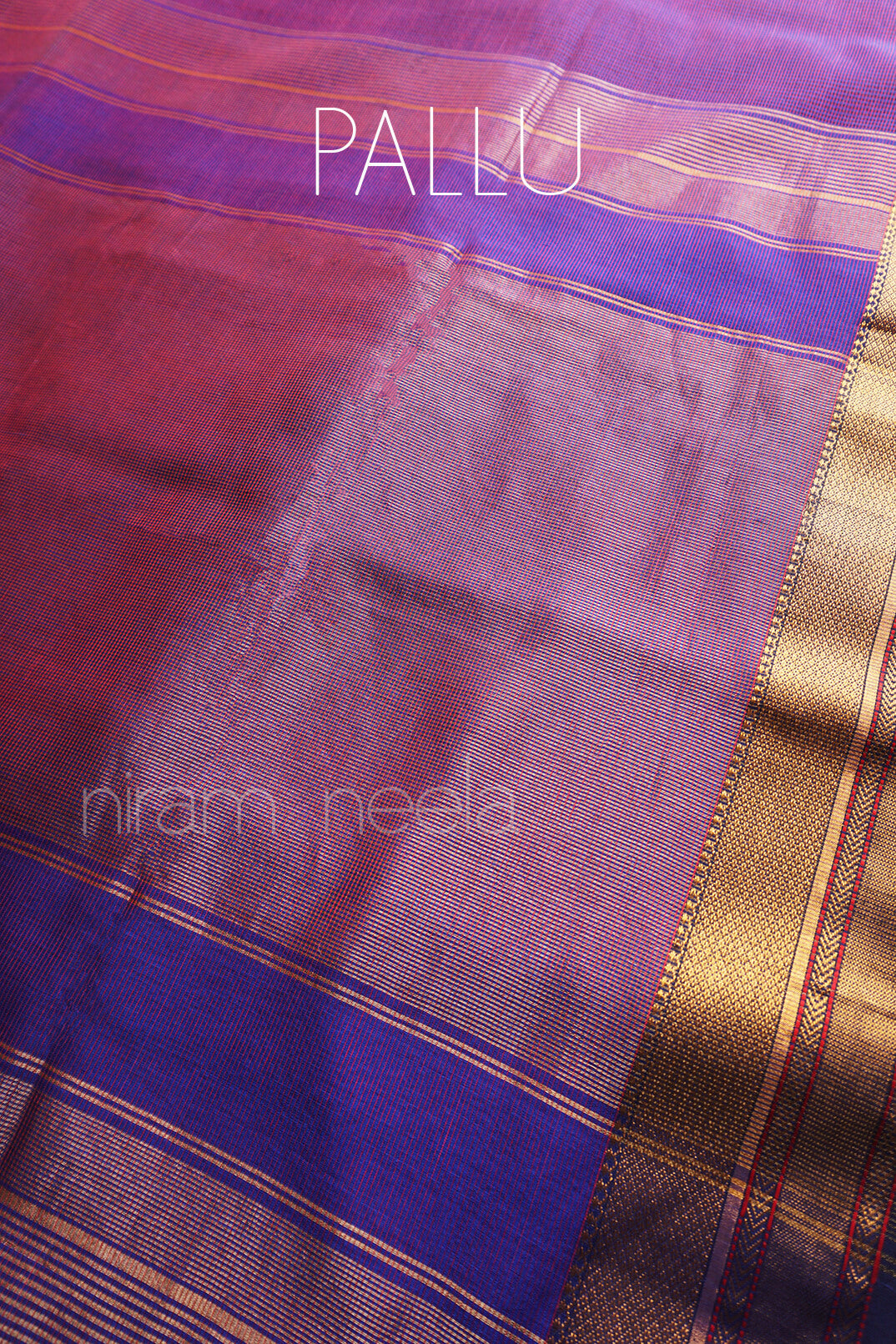 Violet and black Maheshwari silk cotton saree