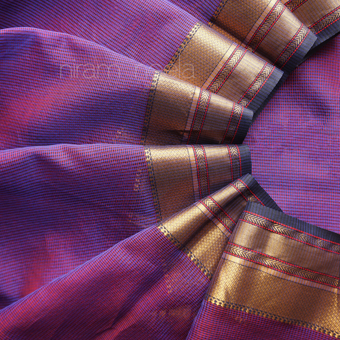 Violet and black Maheshwari silk cotton saree