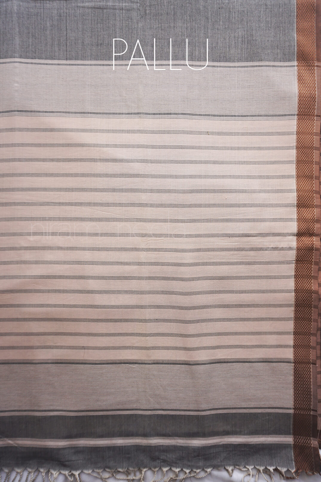 Grey and brown Maheshwari pure cotton saree | Niram Neela