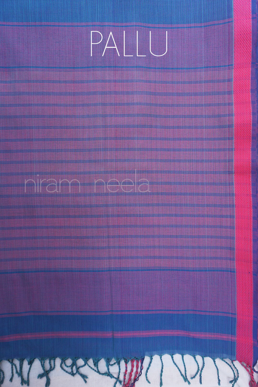 Blue and pink Maheshwari cotton saree - Niram Neela