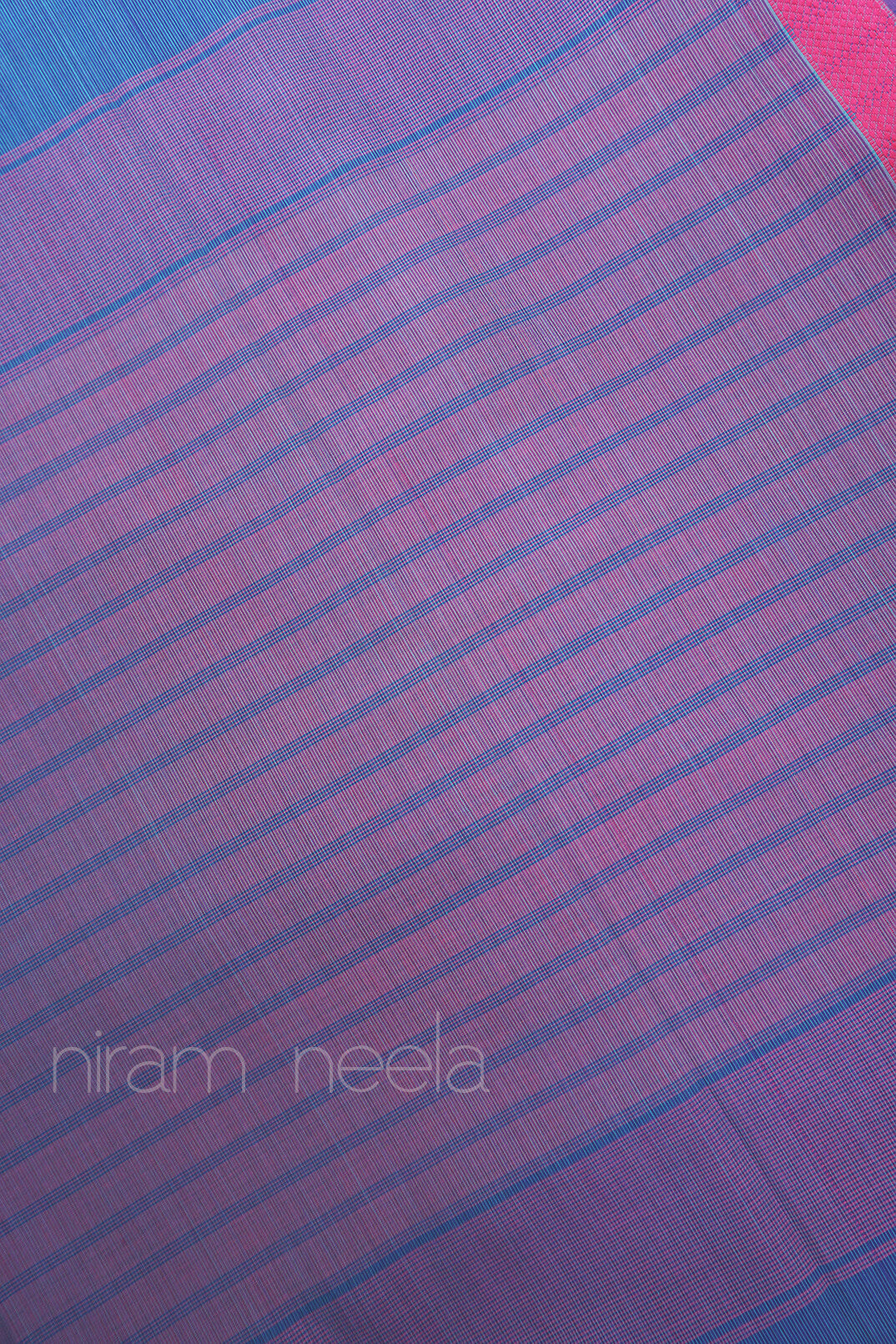 Blue and pink Maheshwari cotton saree - Niram Neela