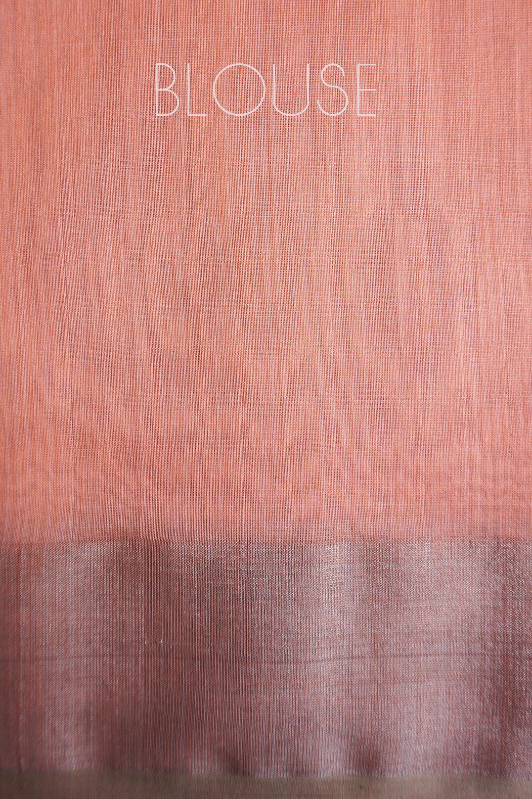 Peach Maheshwari silk cotton tissue saree