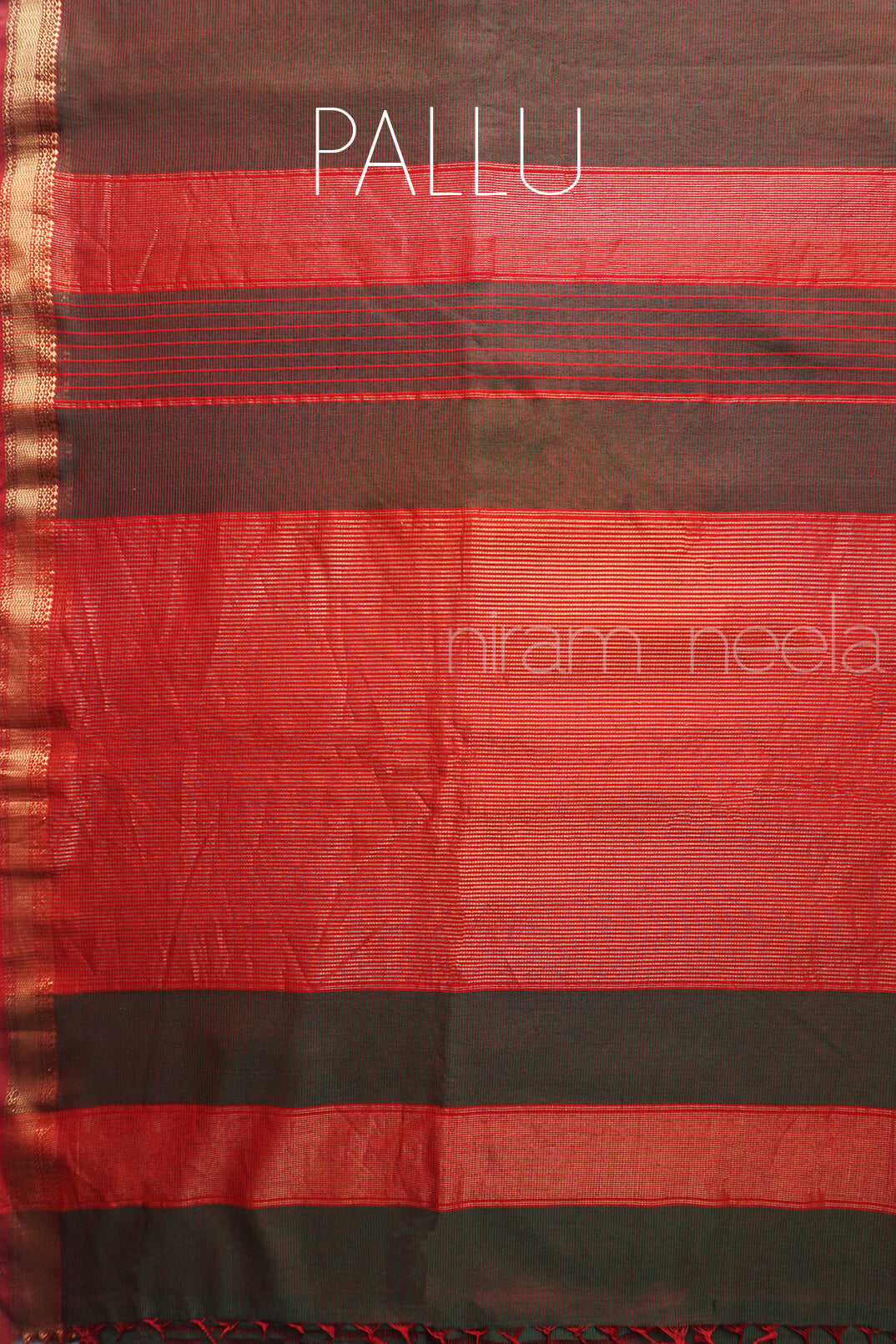 Brown and red Maheshwari silk cotton saree - Niram Neela