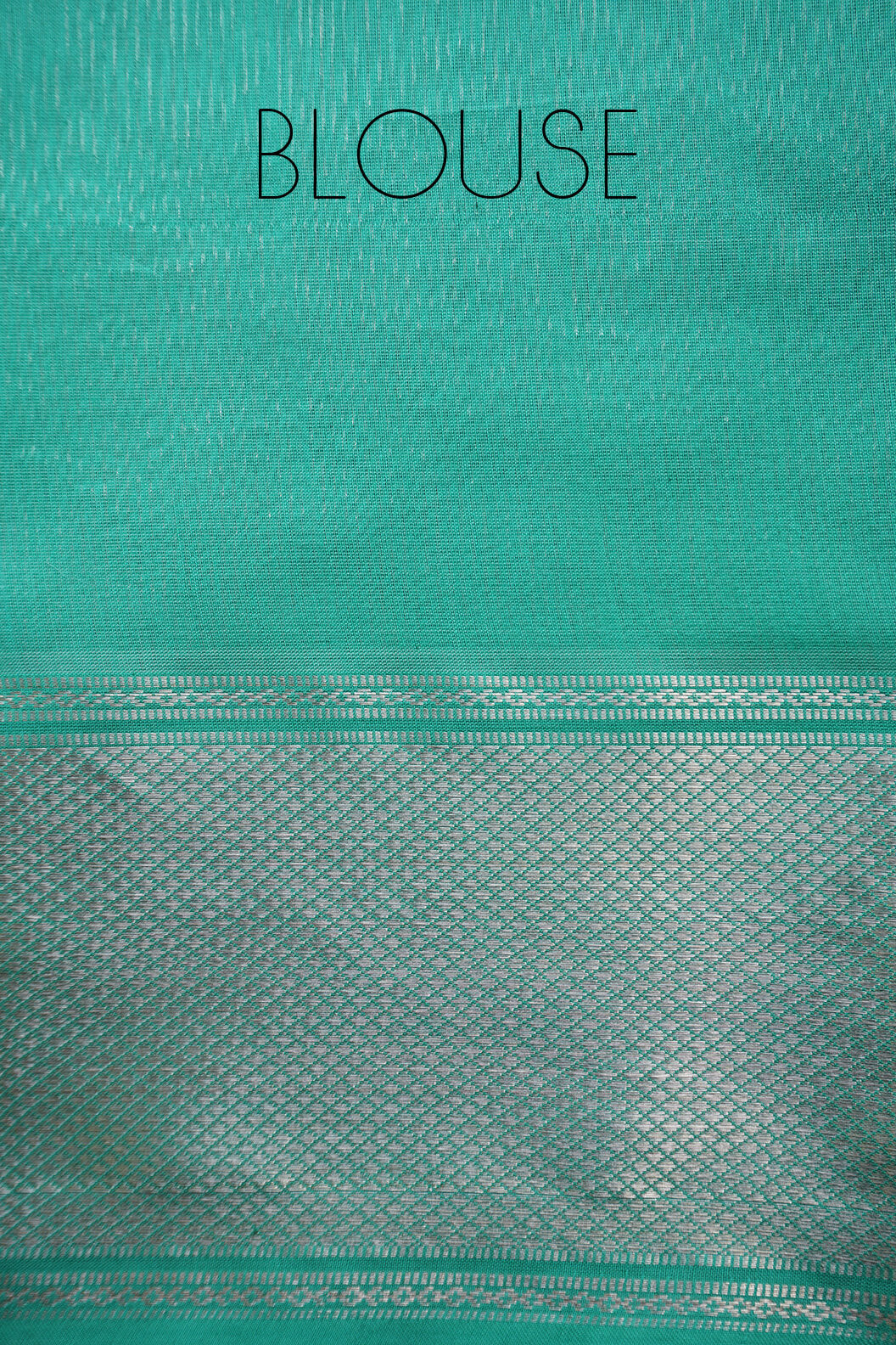 White and teal Maheshwari silk cotton saree - Niram Neela