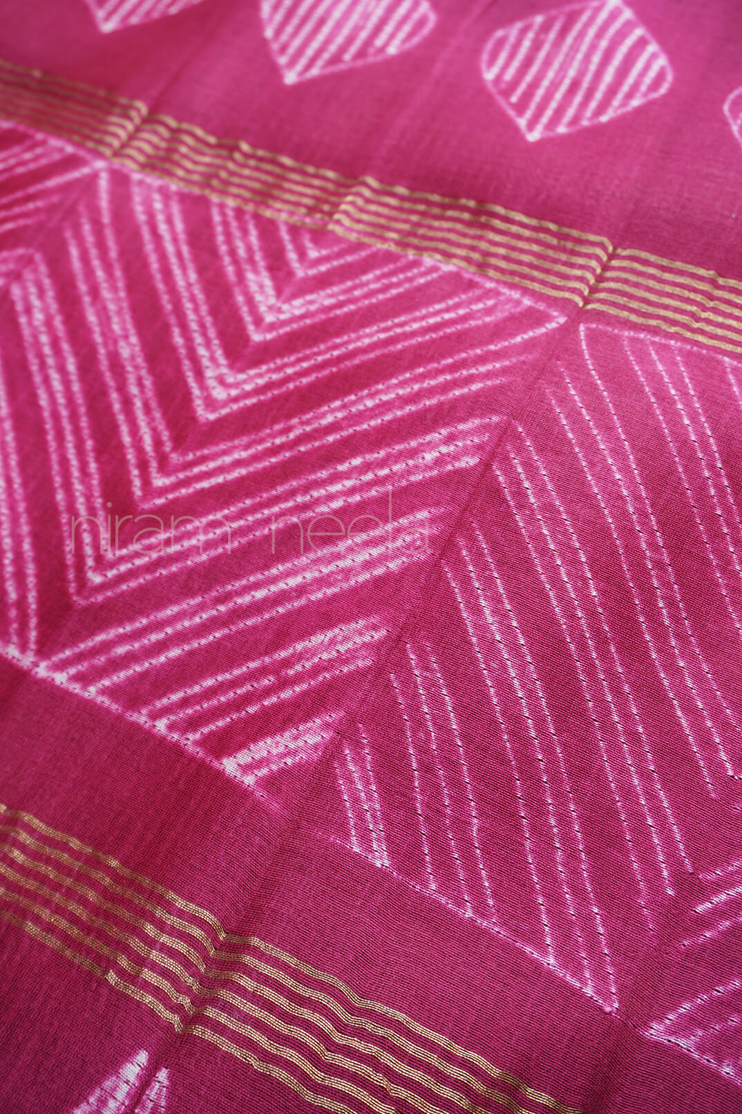 Indigo shibori Maheshwari silk cotton saree - Niram Neela