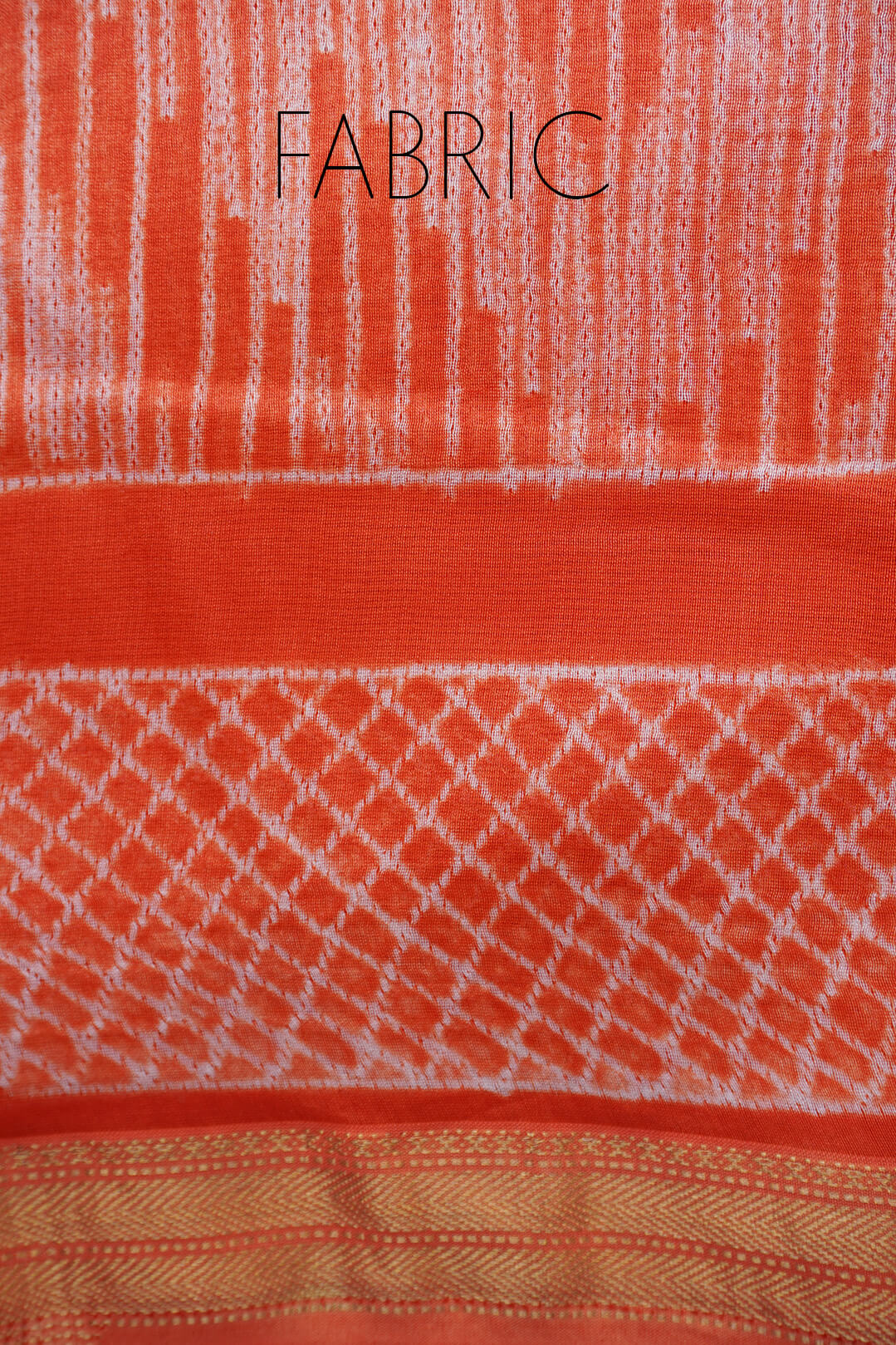 Orange shibori Maheshwari silk cotton saree - Niram Neela