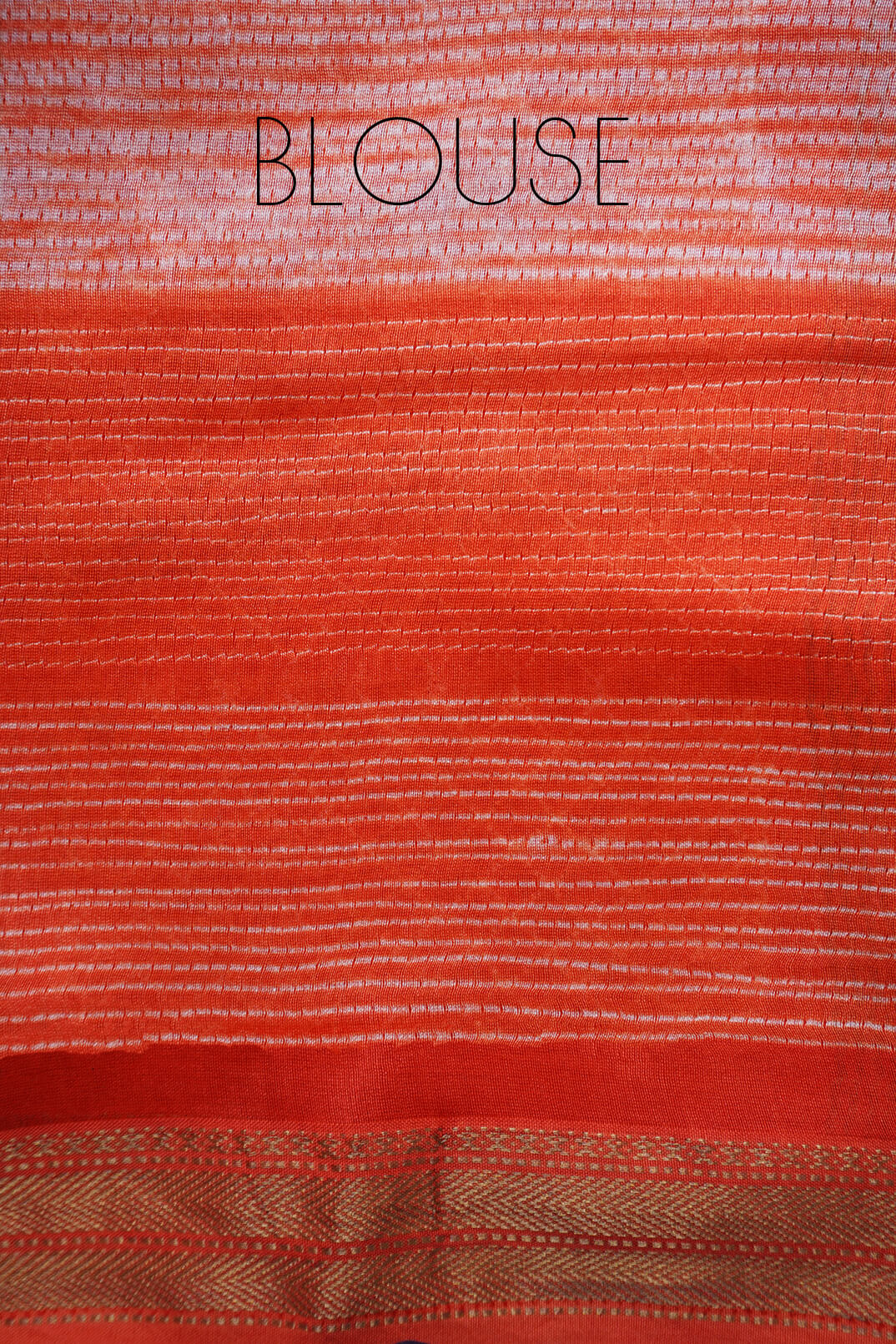 Orange shibori Maheshwari silk cotton saree - Niram Neela