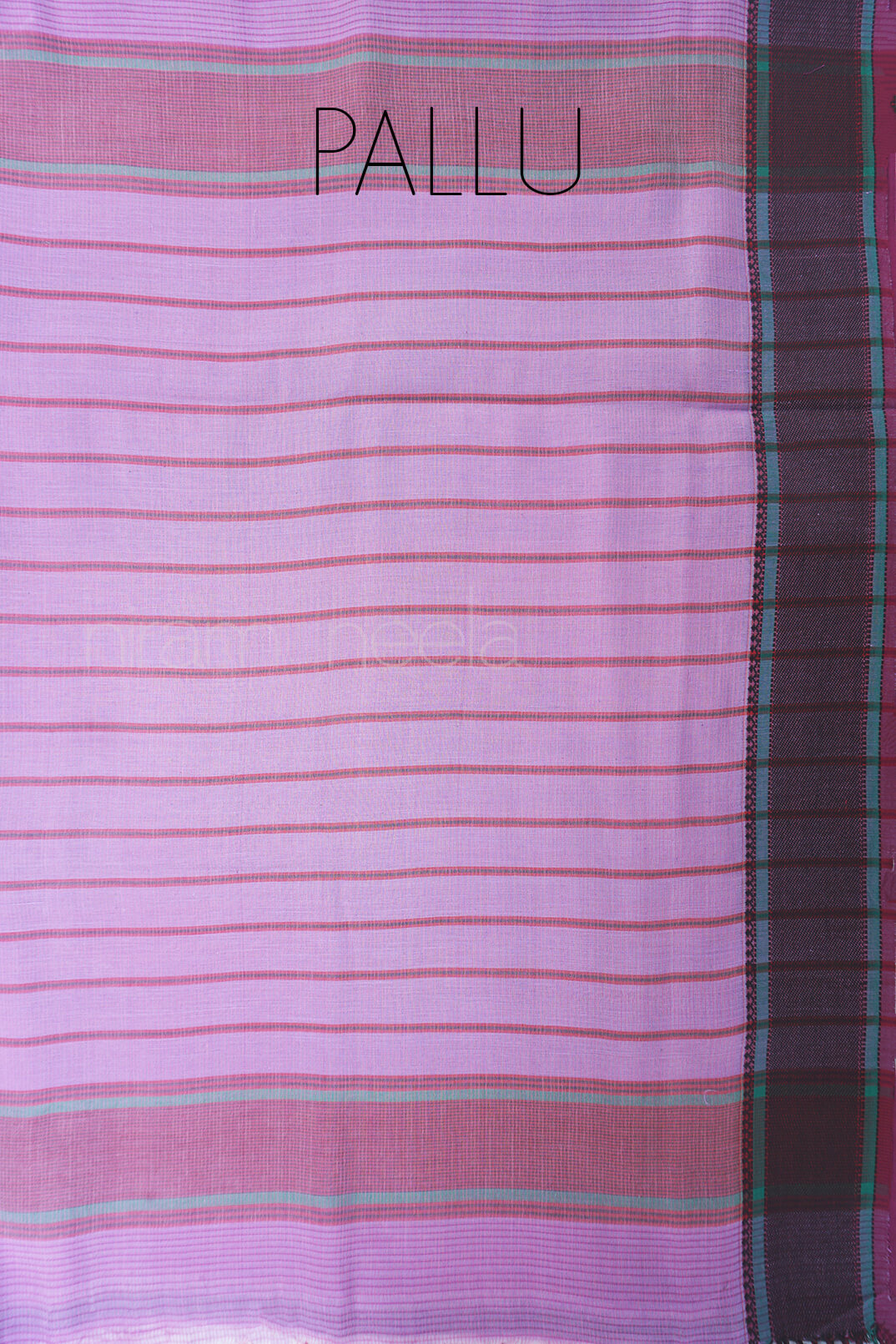 Lavender and black Maheshwari handspun silk cotton saree - Niram Neela