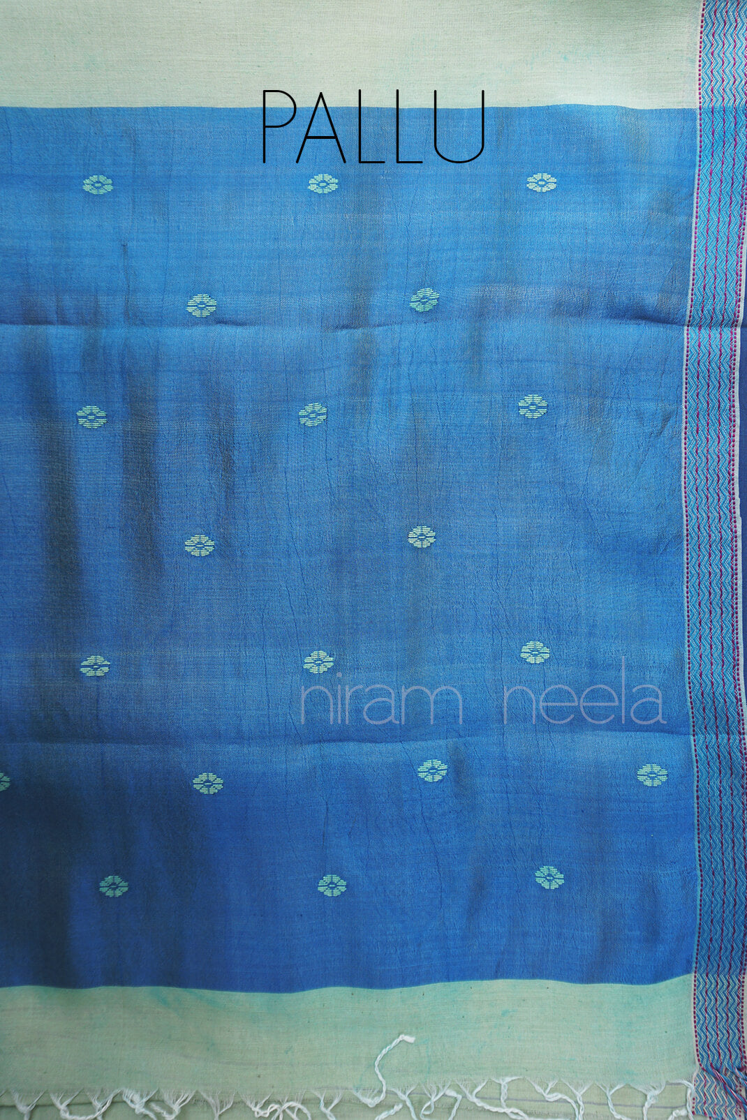 Pista green and blue Maheshwari handspun silk cotton saree - Niram Neela