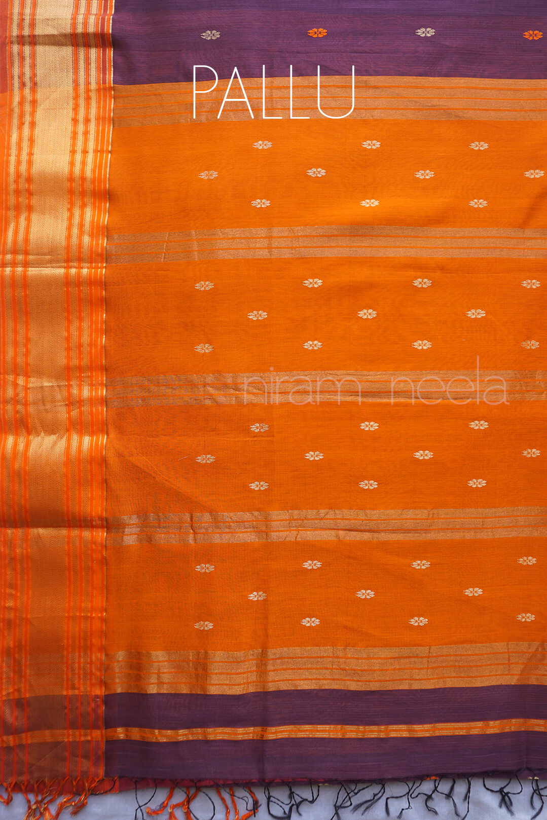 Brown and orange Maheshwari silk cotton partywear saree from Niram Neela