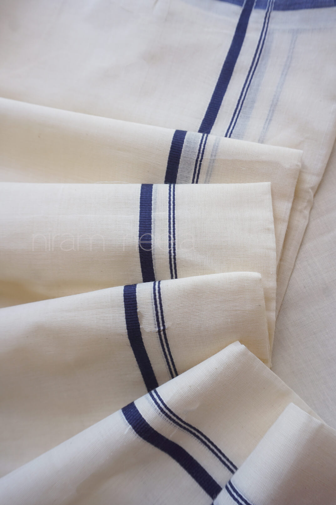 Ivory and blue double mundu for men