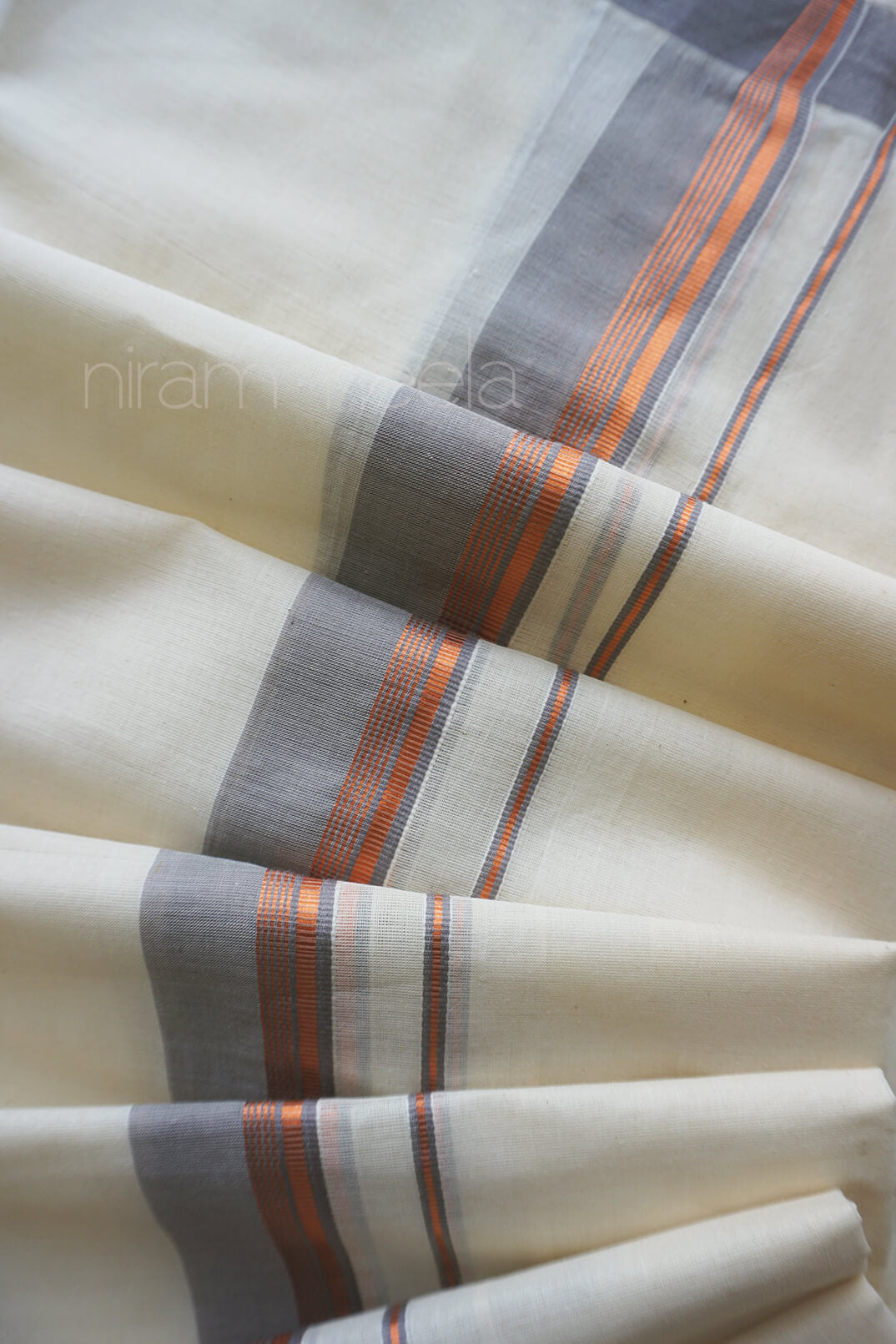 Ivory and grey double mundu