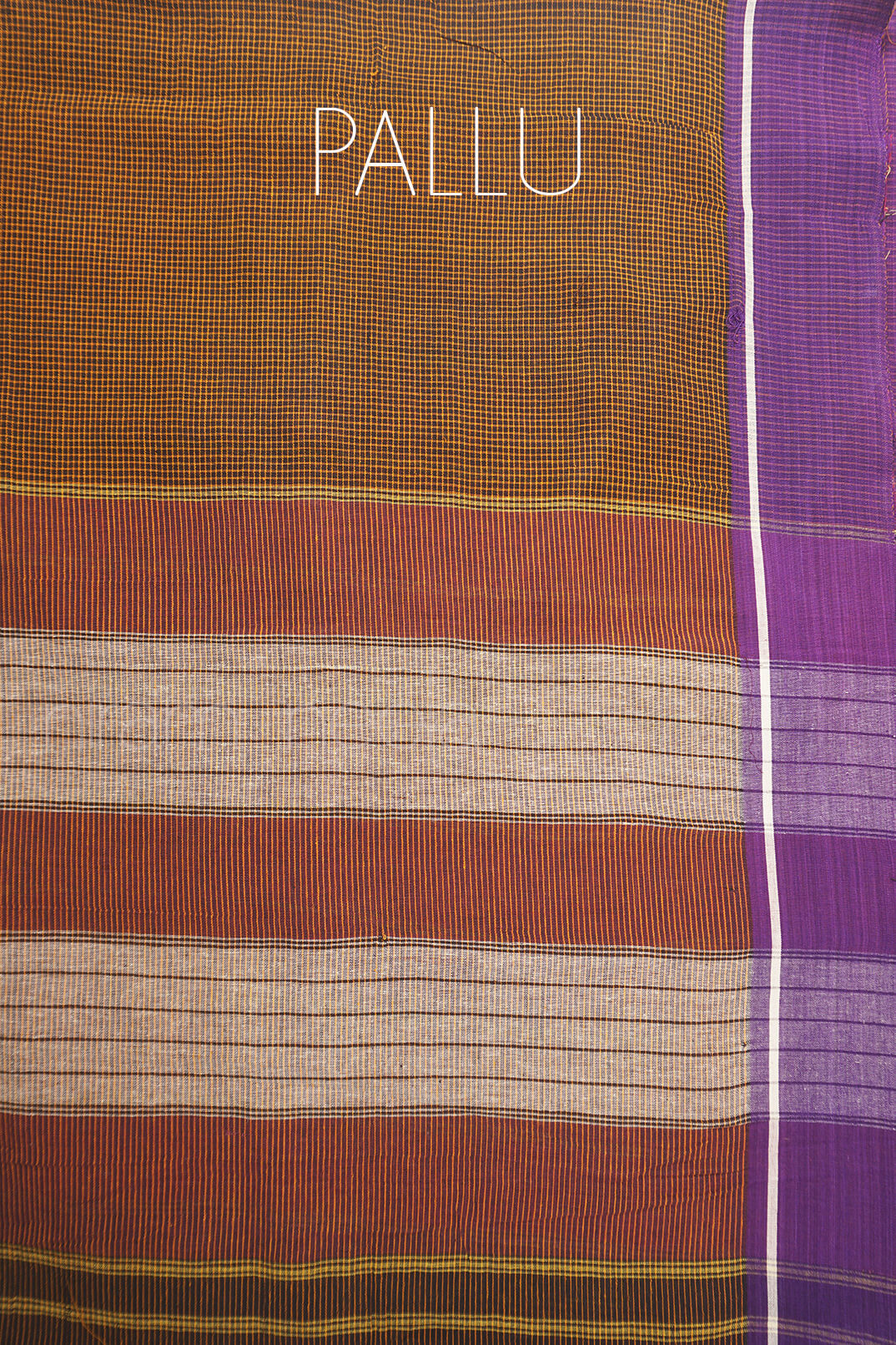 Brown and violet Patteda anchu cotton saree - Niram Neela