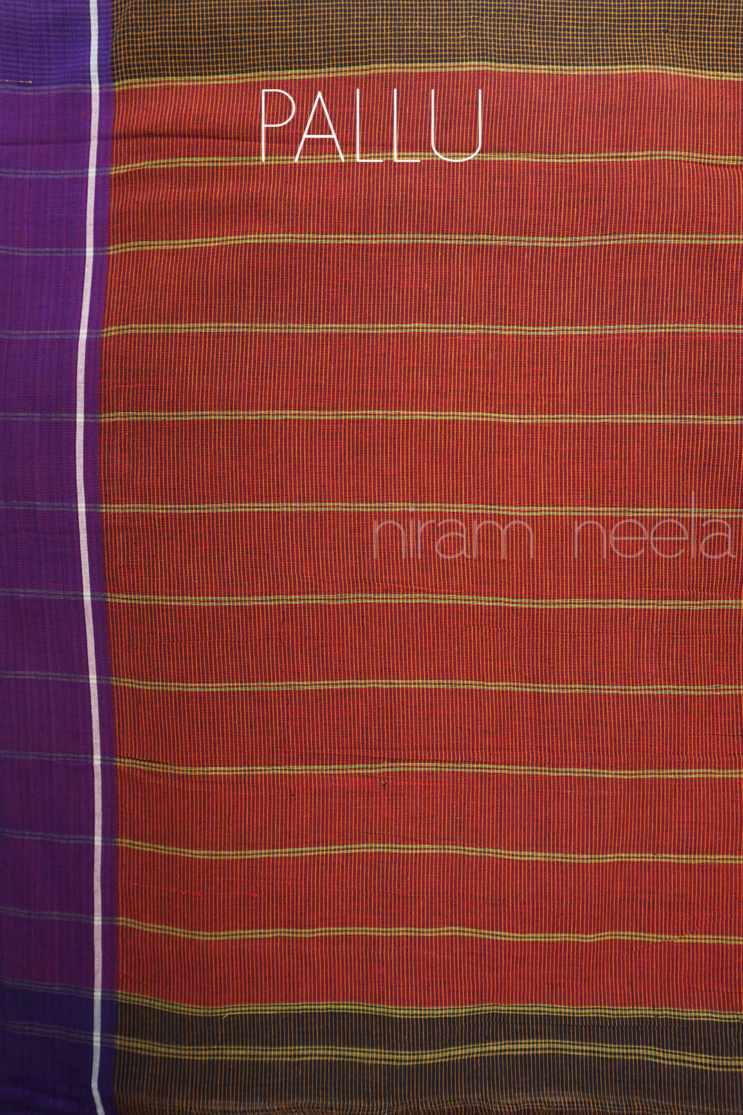 Brown and violet Patteda anchu cotton saree - Niram Neela