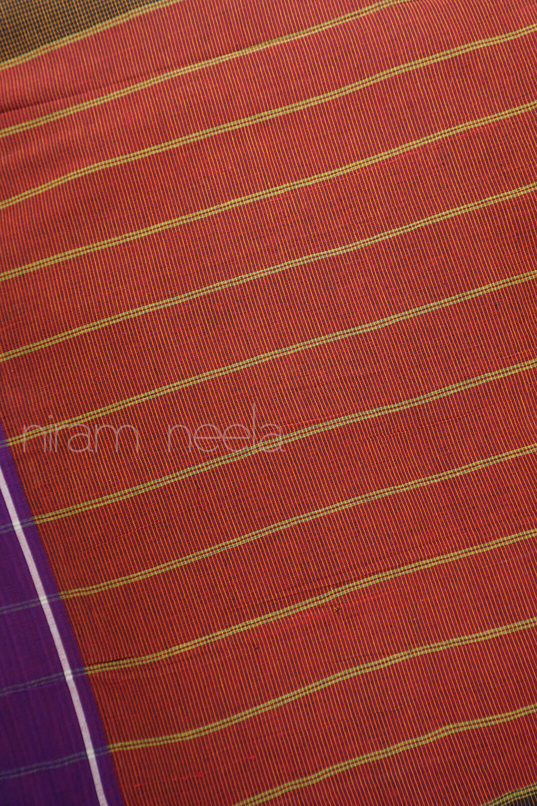 Brown and violet Patteda anchu cotton saree - Niram Neela