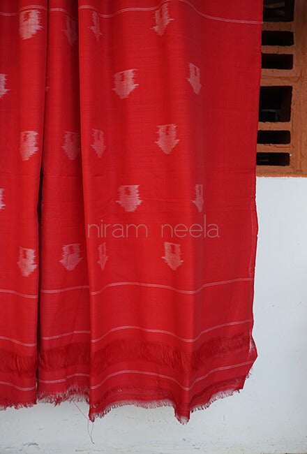 Black and red checkered Pochampally cotton saree - Niram Neela