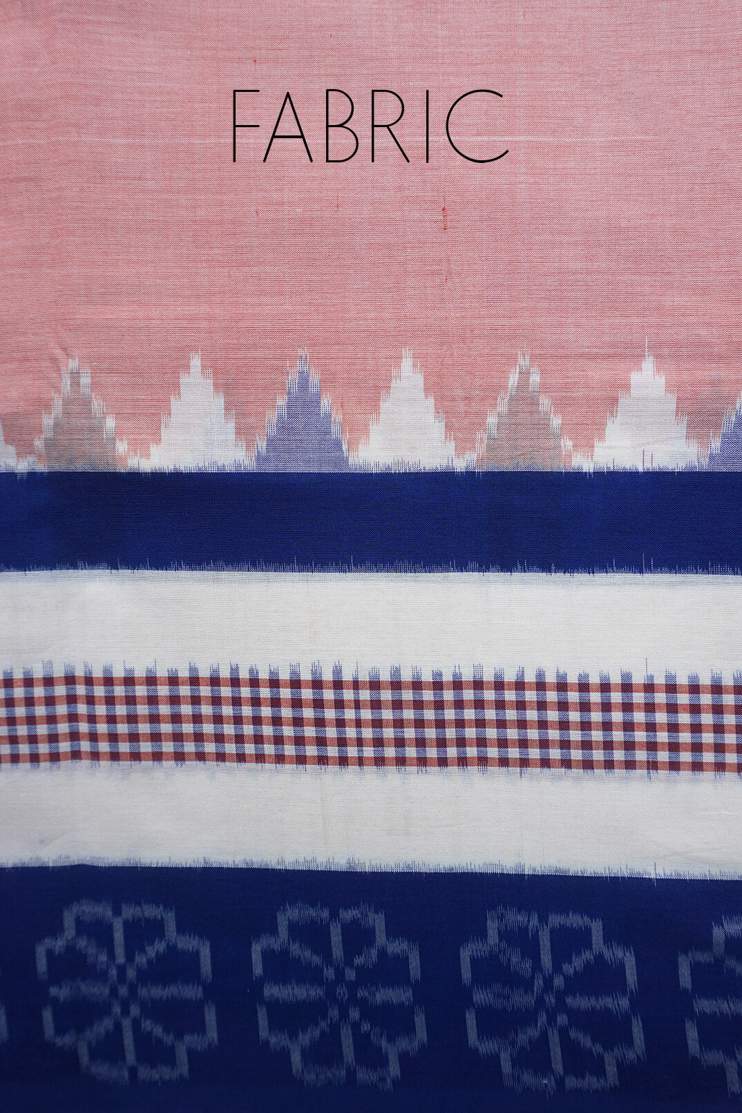 Peach and blue Pochampally ikat cotton saree - Niram Neela