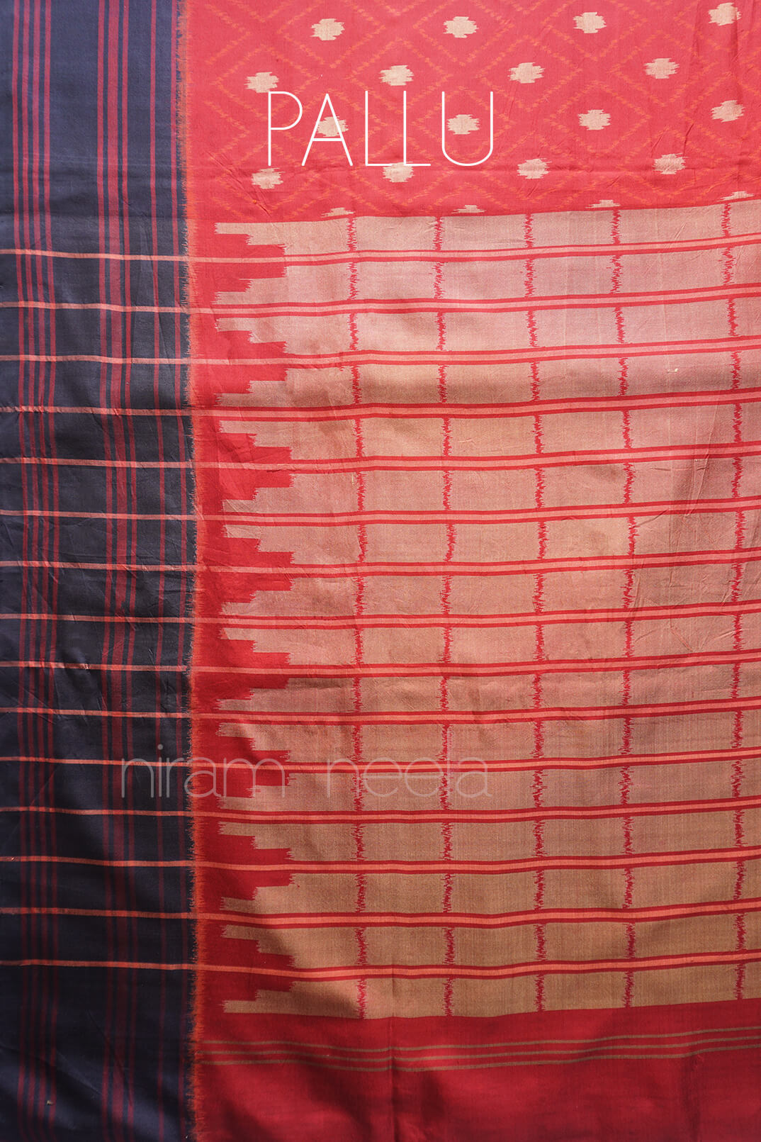 Pre-loved Red and black Kanjivaram silk ikat saree | Niram Neela