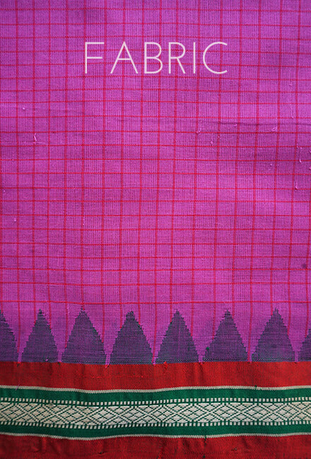 Pink and red Ponduru handspun cotton saree - Niram Neela