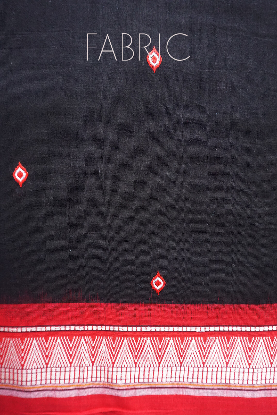 Black and red Dongria cotton saree - Niram Neela