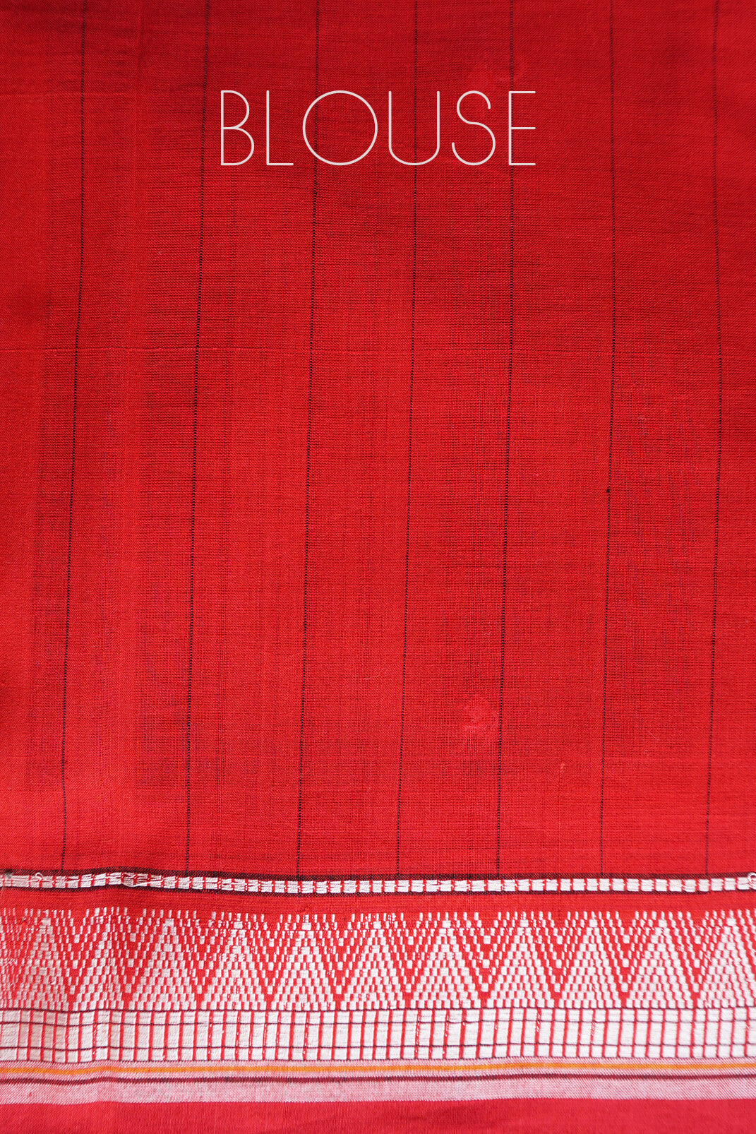 Black and red Dongria cotton saree - Niram Neela