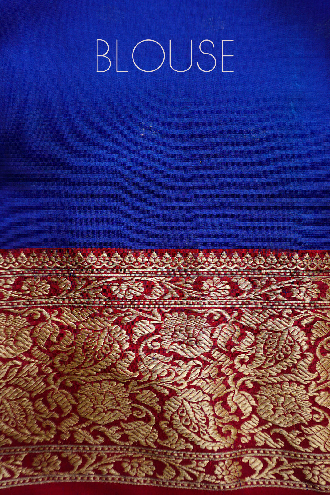 Blue and red Chanderi silk organza saree - Niram Neela