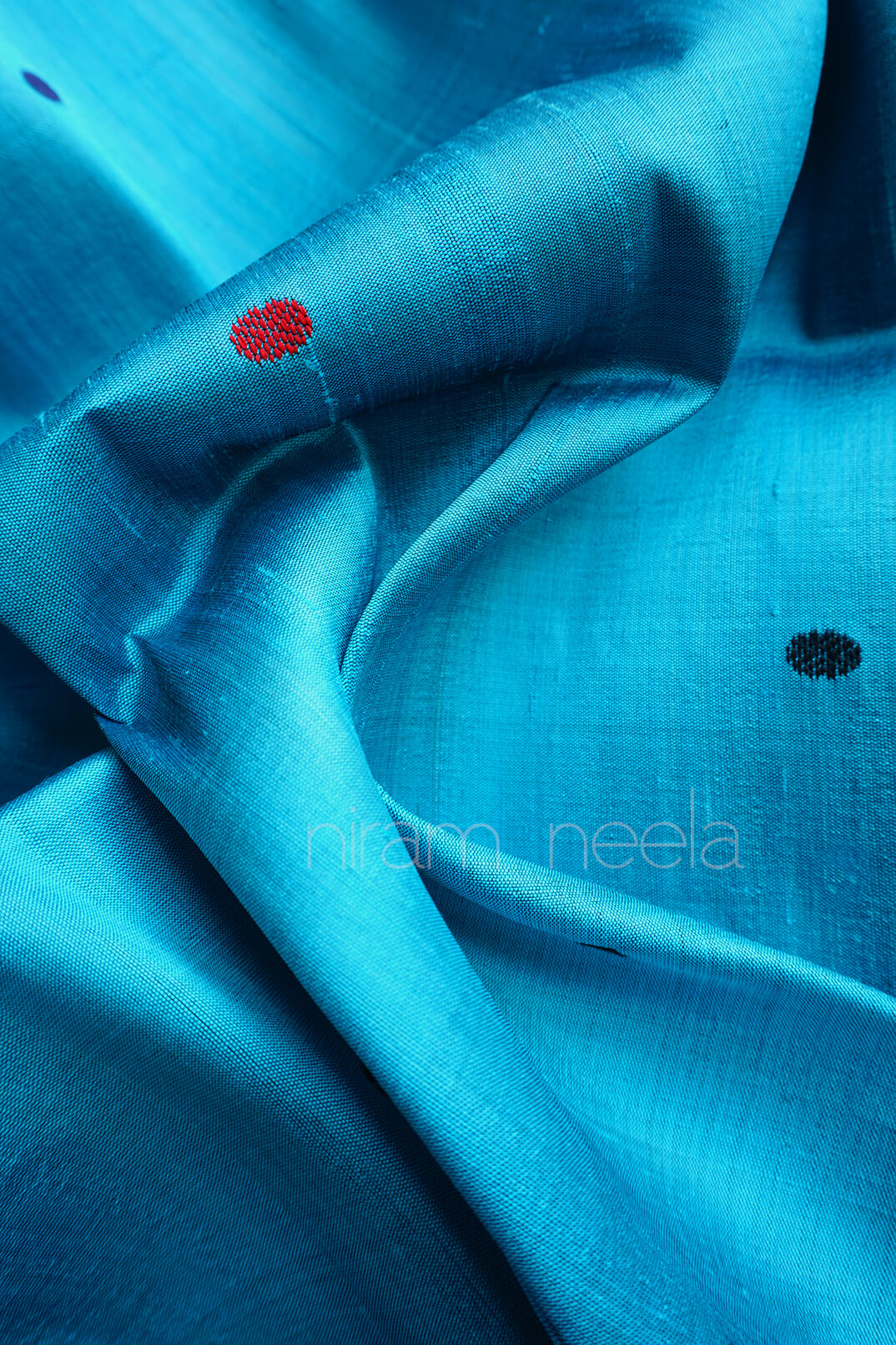 Blue and black Dongria silk saree - Niram Neela