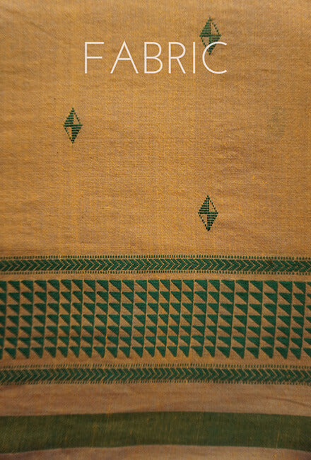 Ochre and green Sausar cotton saree - Niram Neela