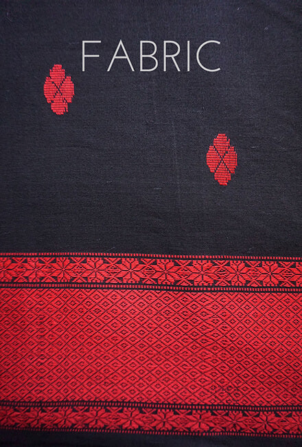 Black and red Sausar cotton saree - Niram Neela