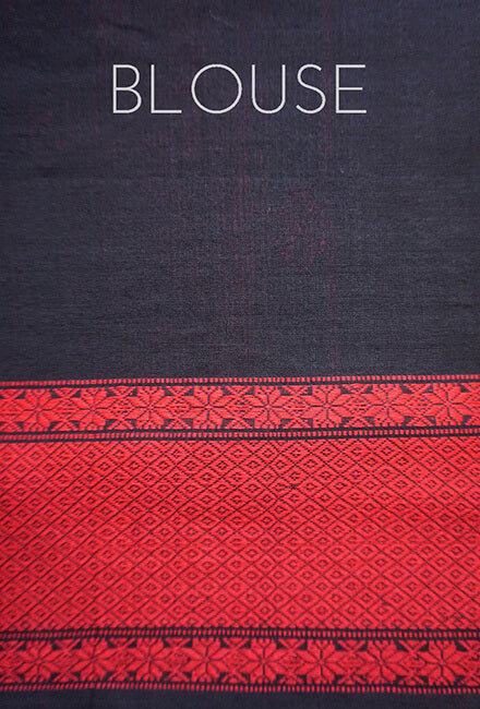 Black and red Sausar cotton saree - Niram Neela