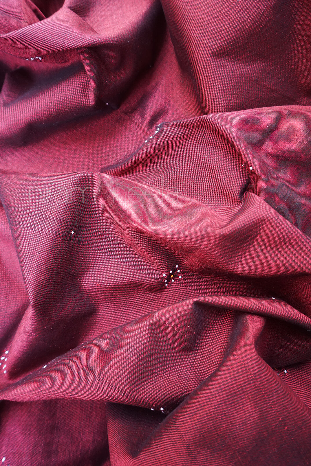 Maroon and green Tangaliya silk cotton saree - Niram Neela