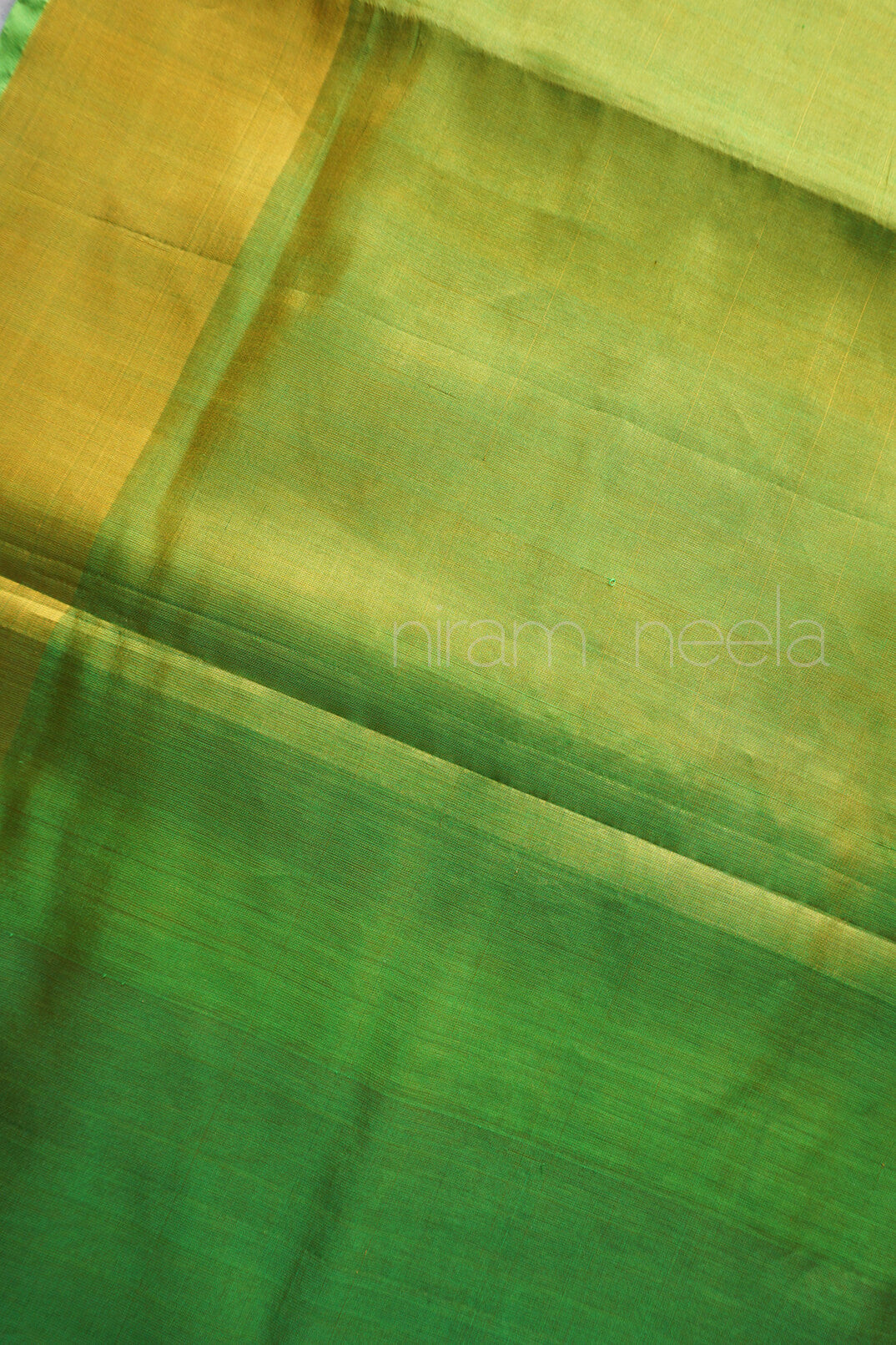 Yellow green and golden Uppada silk tissue saree | Niram Neela