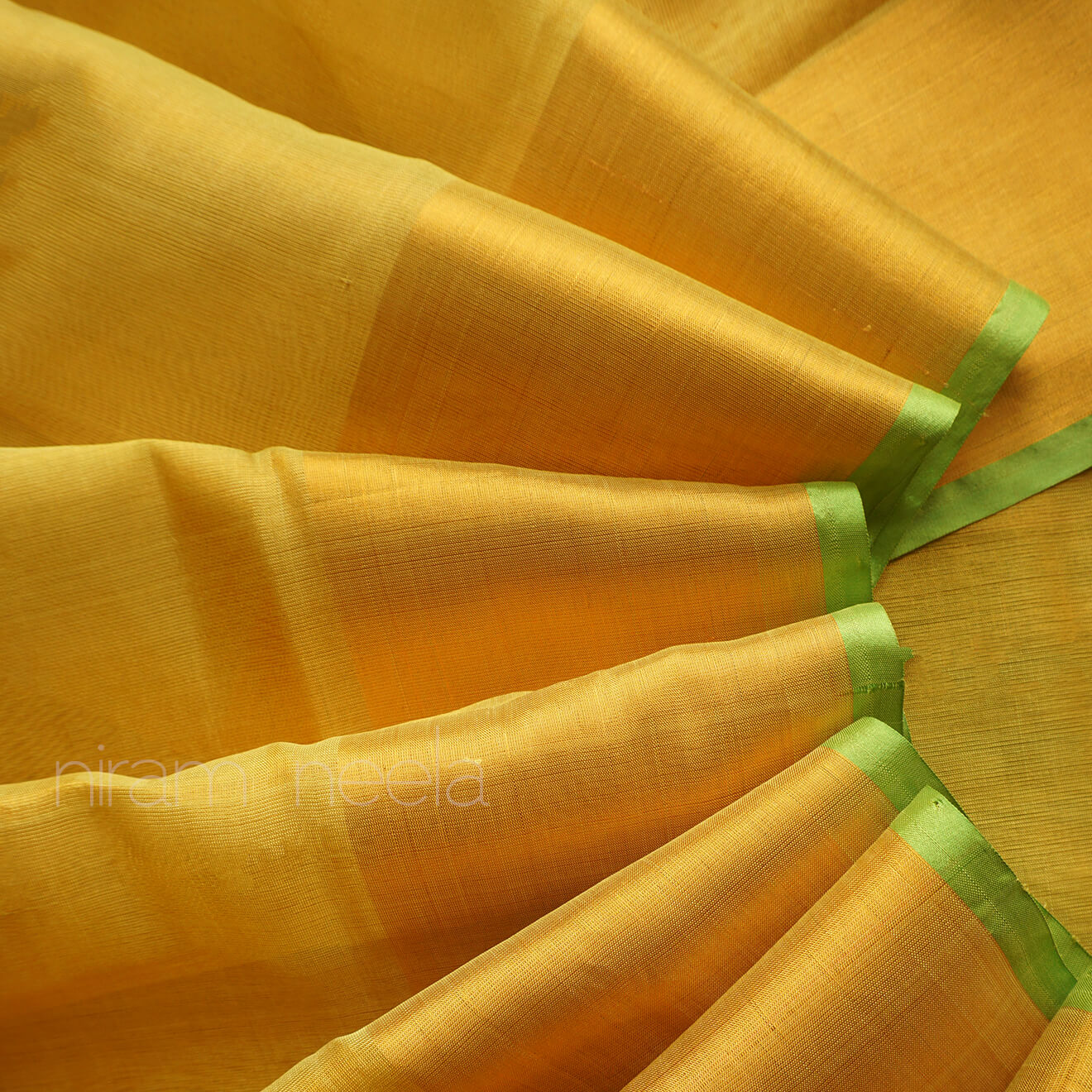 Yellow green and golden Uppada silk tissue saree | Niram Neela