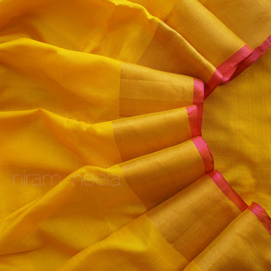 Yellow with pink Uppada silk saree