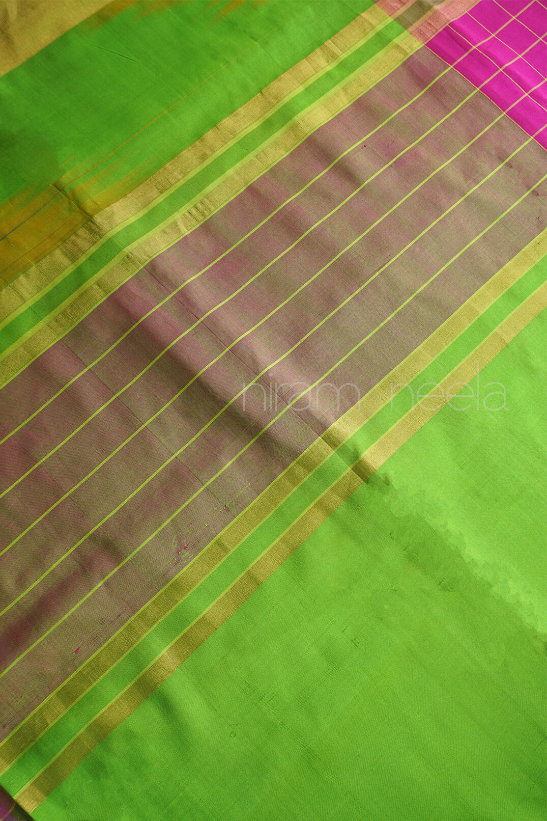 Purple and green Uppada soft silk ikat saree | Niram Neela