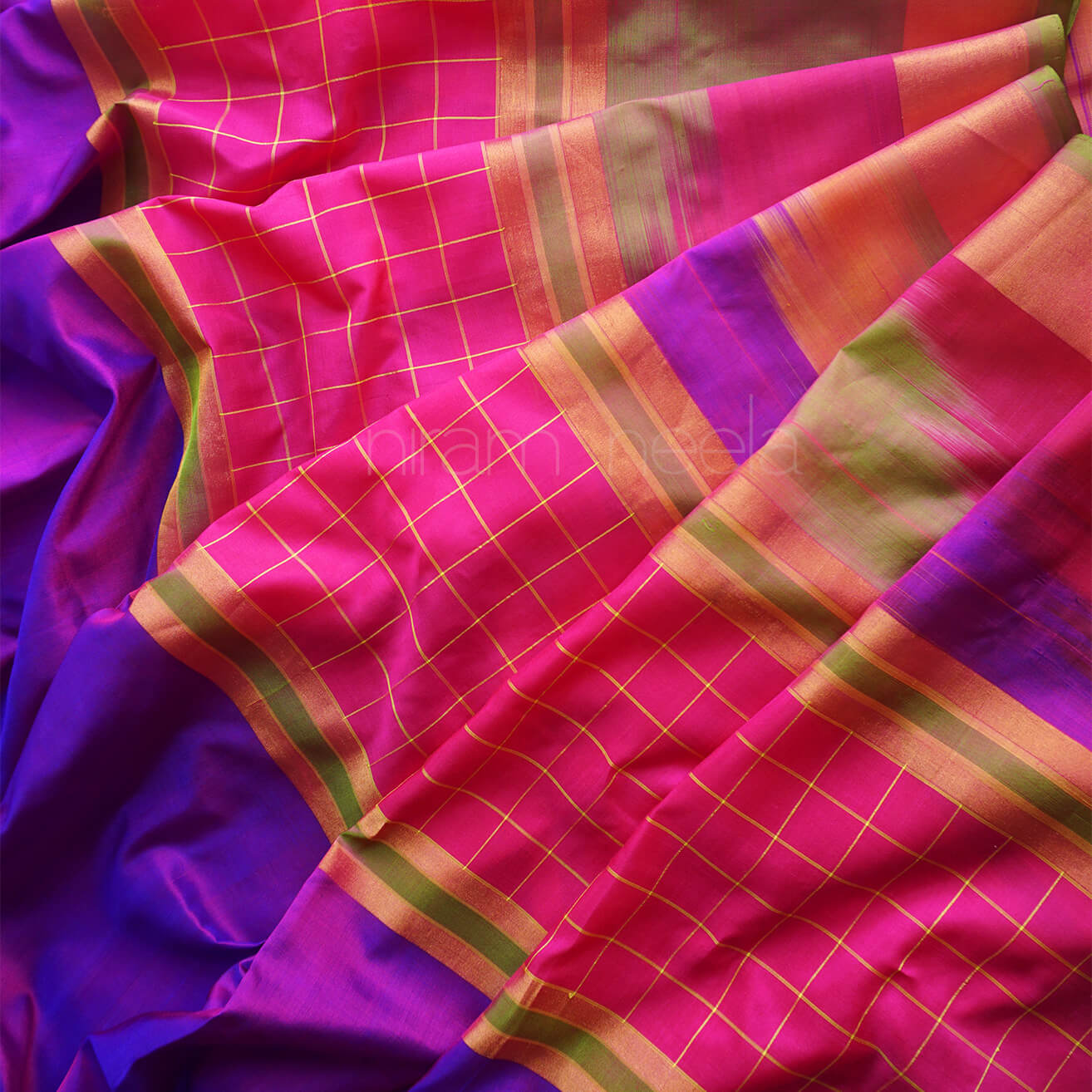 Purple and green Uppada soft silk ikat saree | Niram Neela