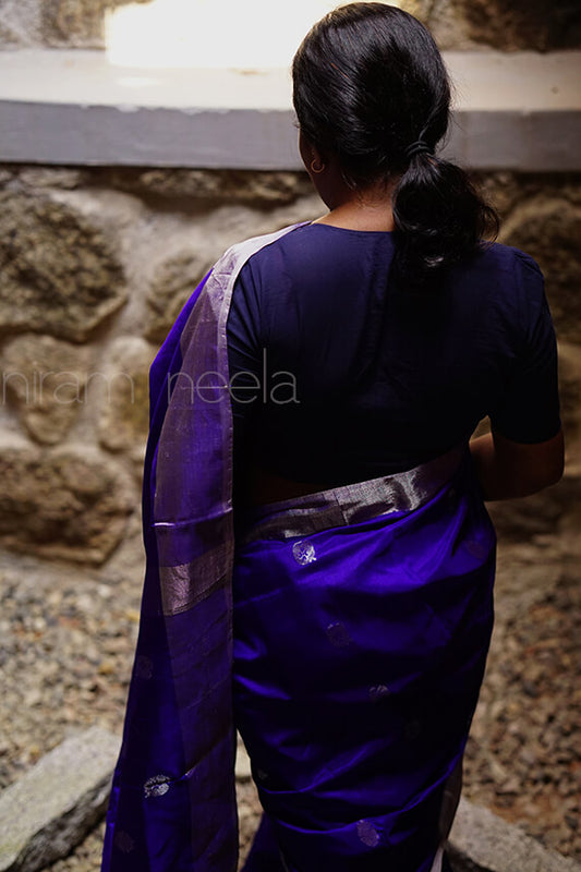 Violet and silver Uppada soft silk saree - Niram Neela