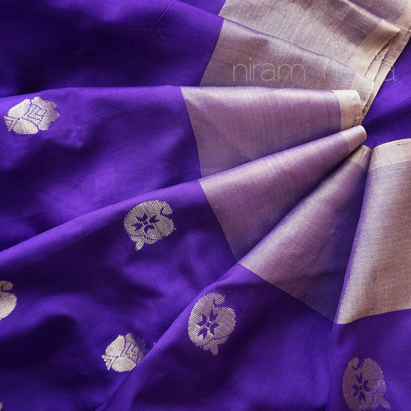 Violet and silver Uppada soft silk saree - Niram Neela